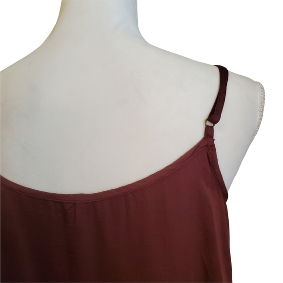 Anthropologie Alison Rust Beaded Palm Leaf V-Neck Linen Blend Tank - Picture 10 of 13